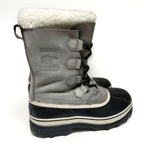 Sorel Caribou Women's Snow Winter Boots Waterproof Gray Fleece Lining Size 9 - Picture 1 of 9